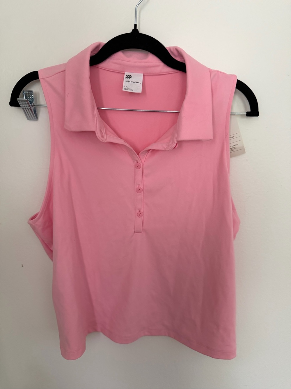 NWT All in Motion XXL Pink Sleeveless Performance Polo Shirt